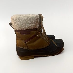 Tommy Hilfiger Women's Rian Faux Fur Leather Ankle Rain Duck Boots Brown Size 7